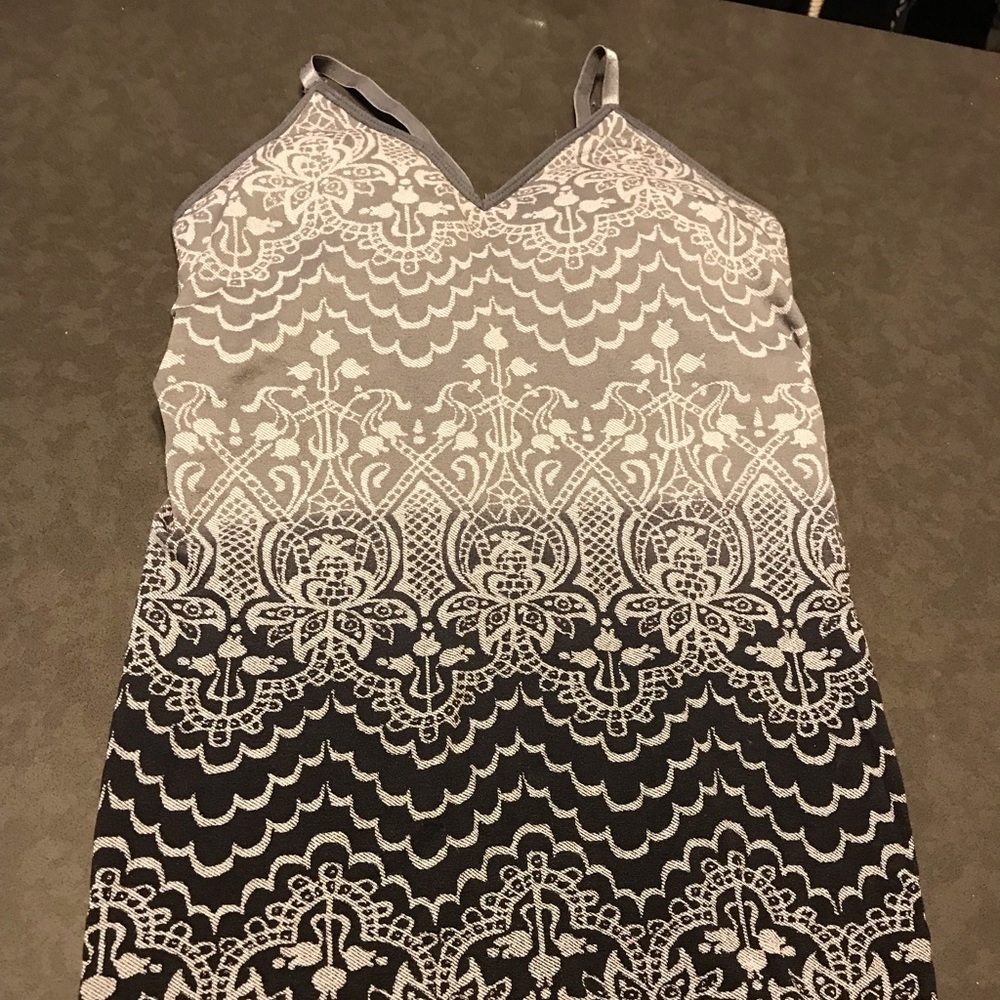 Small Tank with Built in bra Black & Gray Pattern